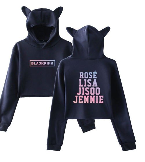 Blackpink Cropped Hoodie – Blue- mod1