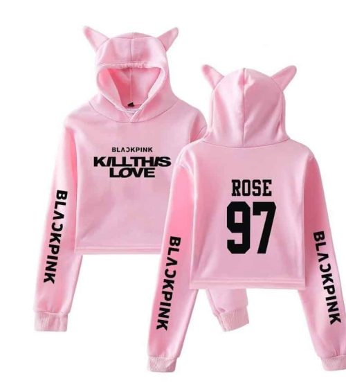Blackpink Cropped Hoodie - Rose
